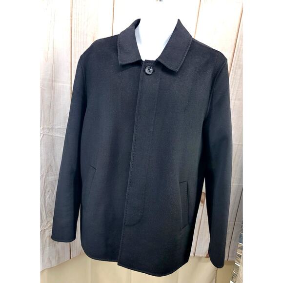 Michael Kors Men M Wool Blend Peacoat Car Coat Hidden Button Close Lightweight - Picture 1 of 8